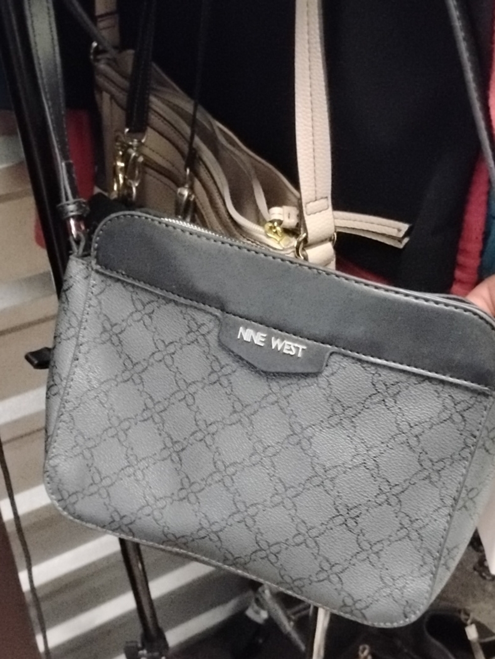 Nine West Black Patterned Crossbody Bag